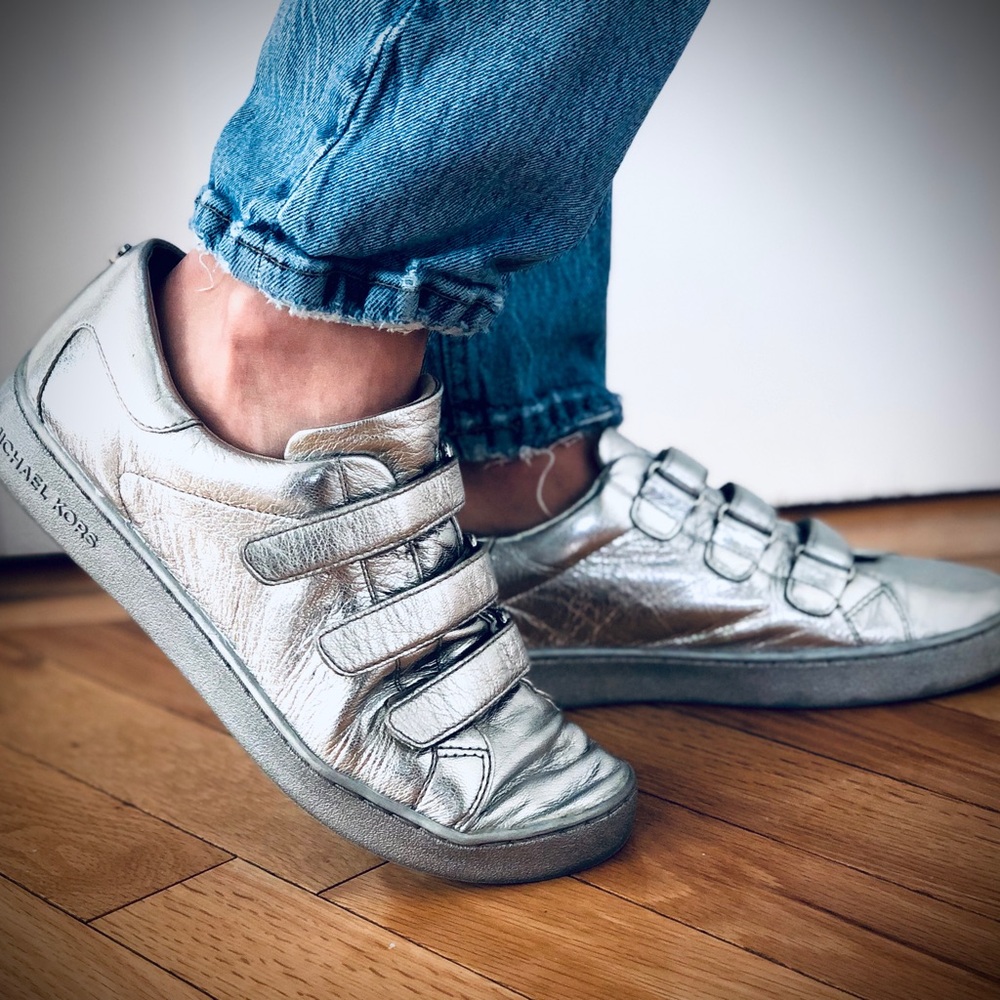 Silver Michael KORS Velcro Strap Sneakers